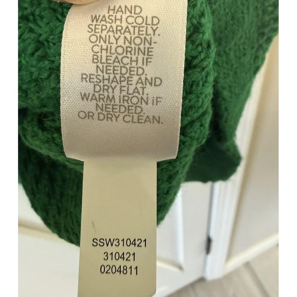 J. JILL Women's PLUS 2X Green Waffle Knit Mock Neck Sweater Relaxed Fit